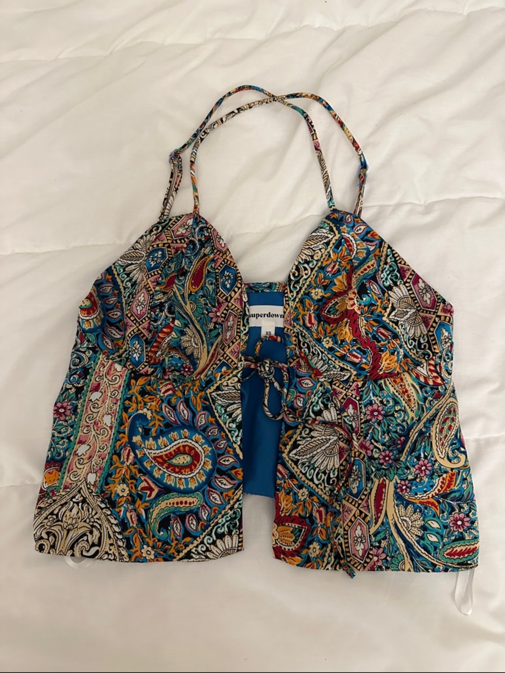 superdown Multicolor Paisley Print Top in Blue, Yellow, Pink